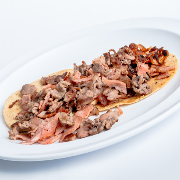 BISTEC C/TOCINO (2)TACOS 150grs