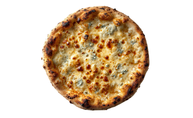 Muçarela, parmesão, gorgonzola e catupiry derretendo juntos em pura cremosidade. Uma explosão de sabor para os amantes de queijo!