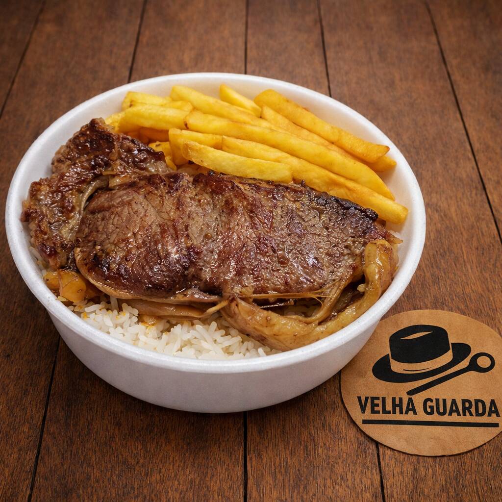 Acompanha: Arroz, Feijão, Farofa é fritas