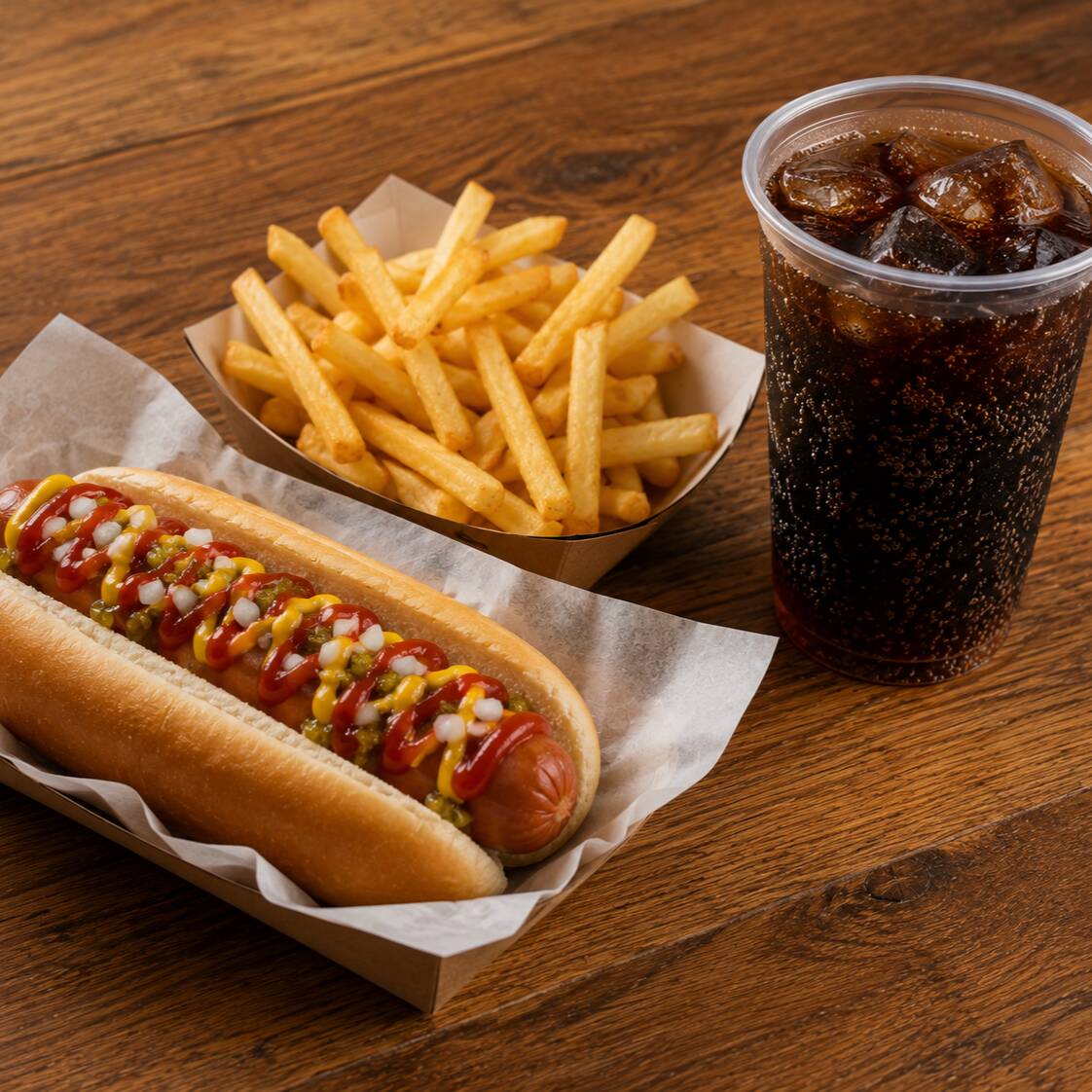 Combo Hot Dog + papas + bebida