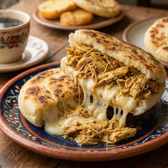 Arepa con Pollo Desmechado