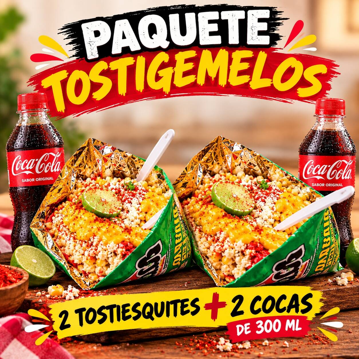Tostigemelos 2 Tostiesquites + 2 Cocas