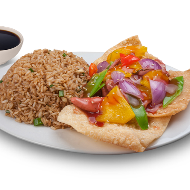 Kam Lu Wantan con Arroz Chaufa Dulce