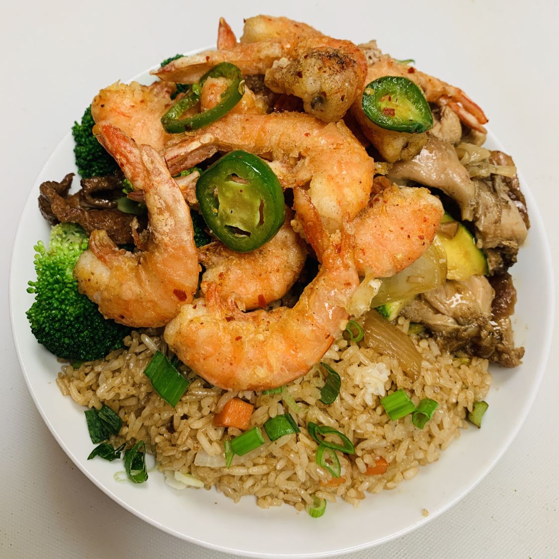 Camarón, Arroz y 2 Guisos