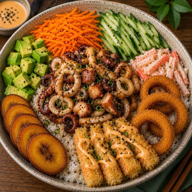 Poke Pulpo y Calamar