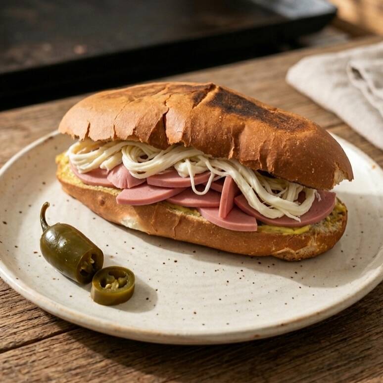 Salchicha, jamón y queso.