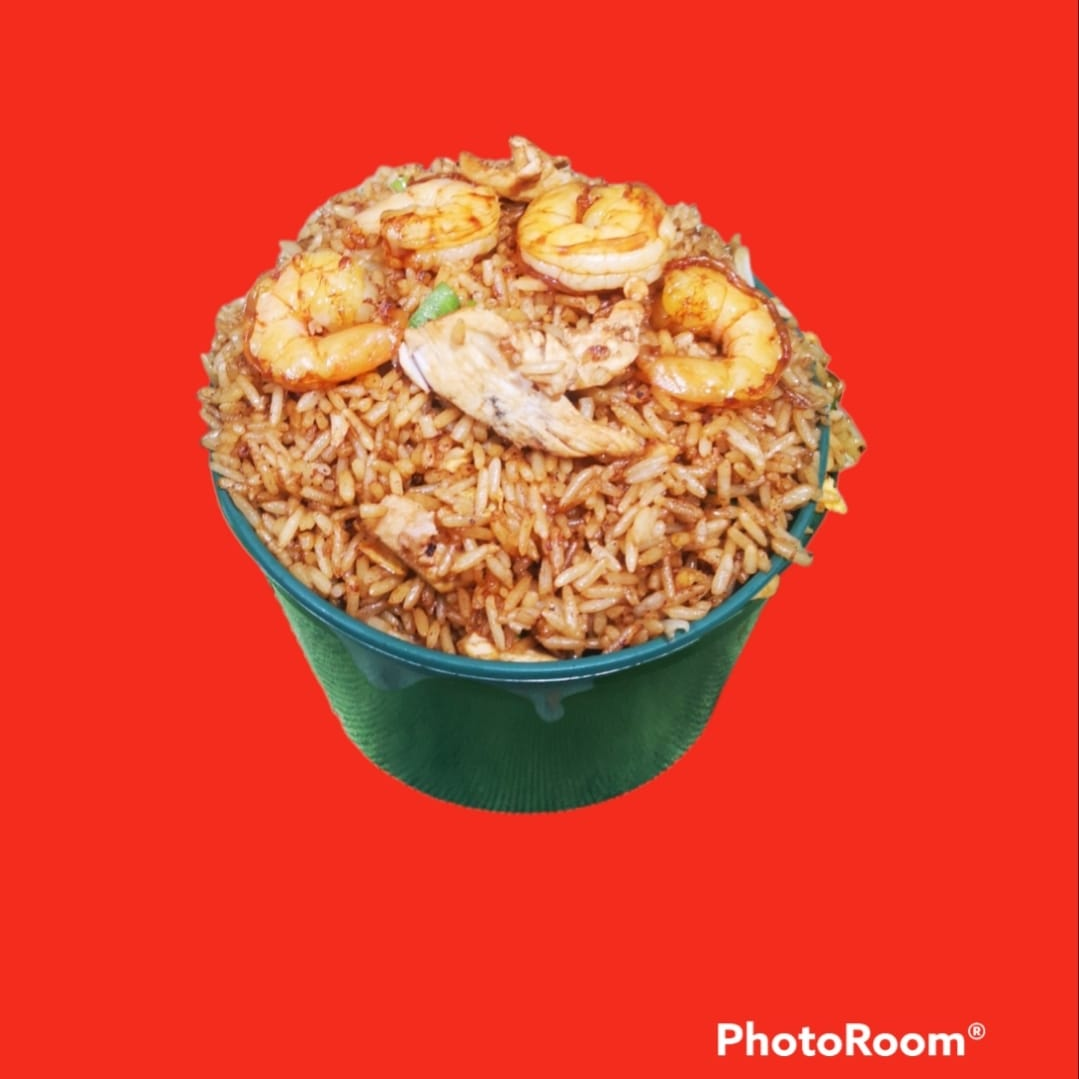 Arroz con Pollo y Camarón Medio