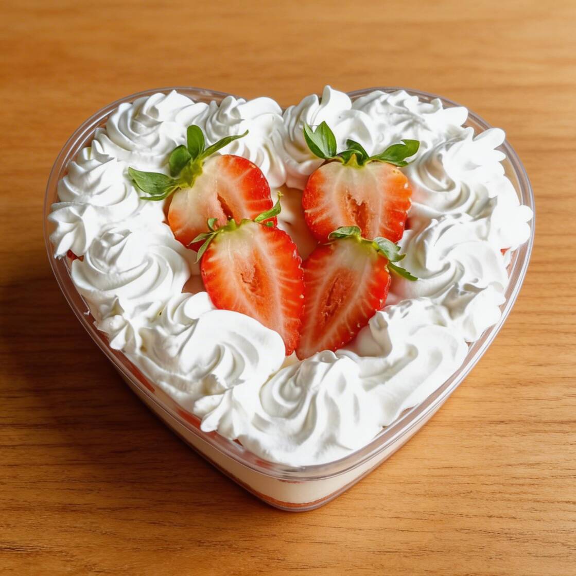 Travessa em formato de coração, perfeita para presentear alguém especial ou se presentear — porque você merece. Feita com chantilly mousse leve e aerado, muitos morangos picados e um creme de ninho suave e saboroso, que combina perfeitamente com a sobremesa. Finalizada com mais chantilly mousse, é uma travessa delicada, refrescante, nada enjoativa e cheia de aconchego em cada colherada. Ideal para os amantes de ninho e morango.