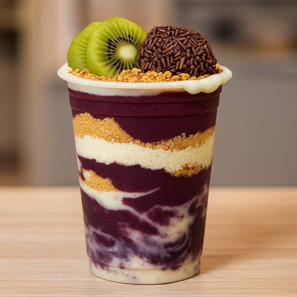 Açai + Creme de Leitinho + Kiwi + Creme de Paçoca + Paçoca