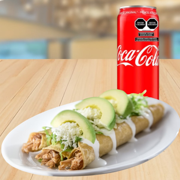 Flautas + Coca cola
