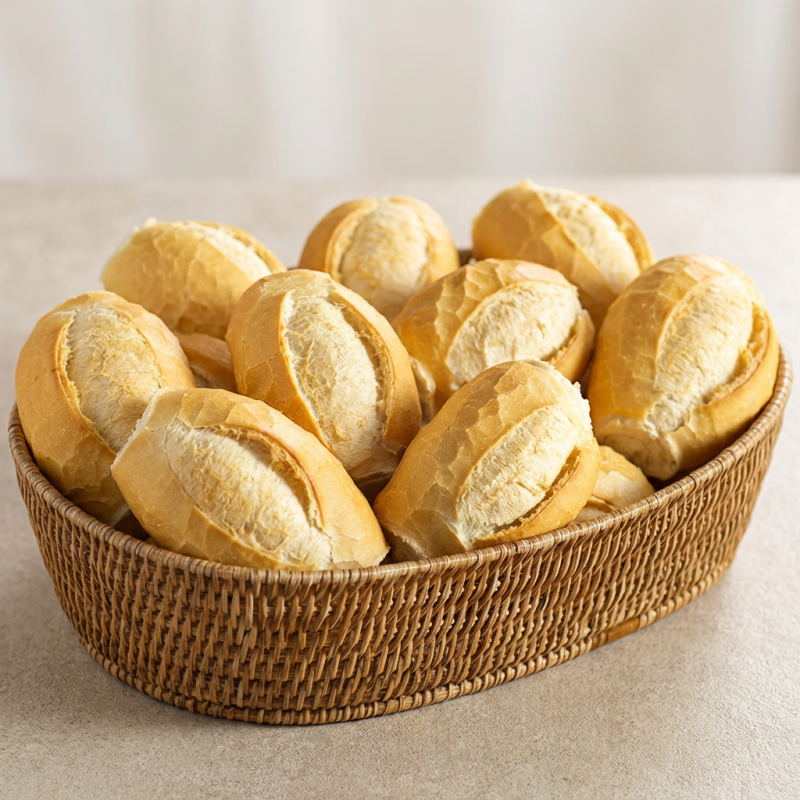Aproveite a nossa Promoção - 10 Pães Franceses, estrelas da categoria 'Pães Quentinhos'. Estes pães são cuidadosamente assados até a perfeição, proporcionando uma casca crocante e um interior macio, quase derretendo. Perfeitos para começar o Dia ou para um lanche saboroso a qualquer hora. Adquira já essa delícia e sinta o prazer de um pãozinho francês recém-saído do forno, quentinho e irresistível. Não perca esta oportunidade incrível para levar para casa uma autêntica experiência de padaria!