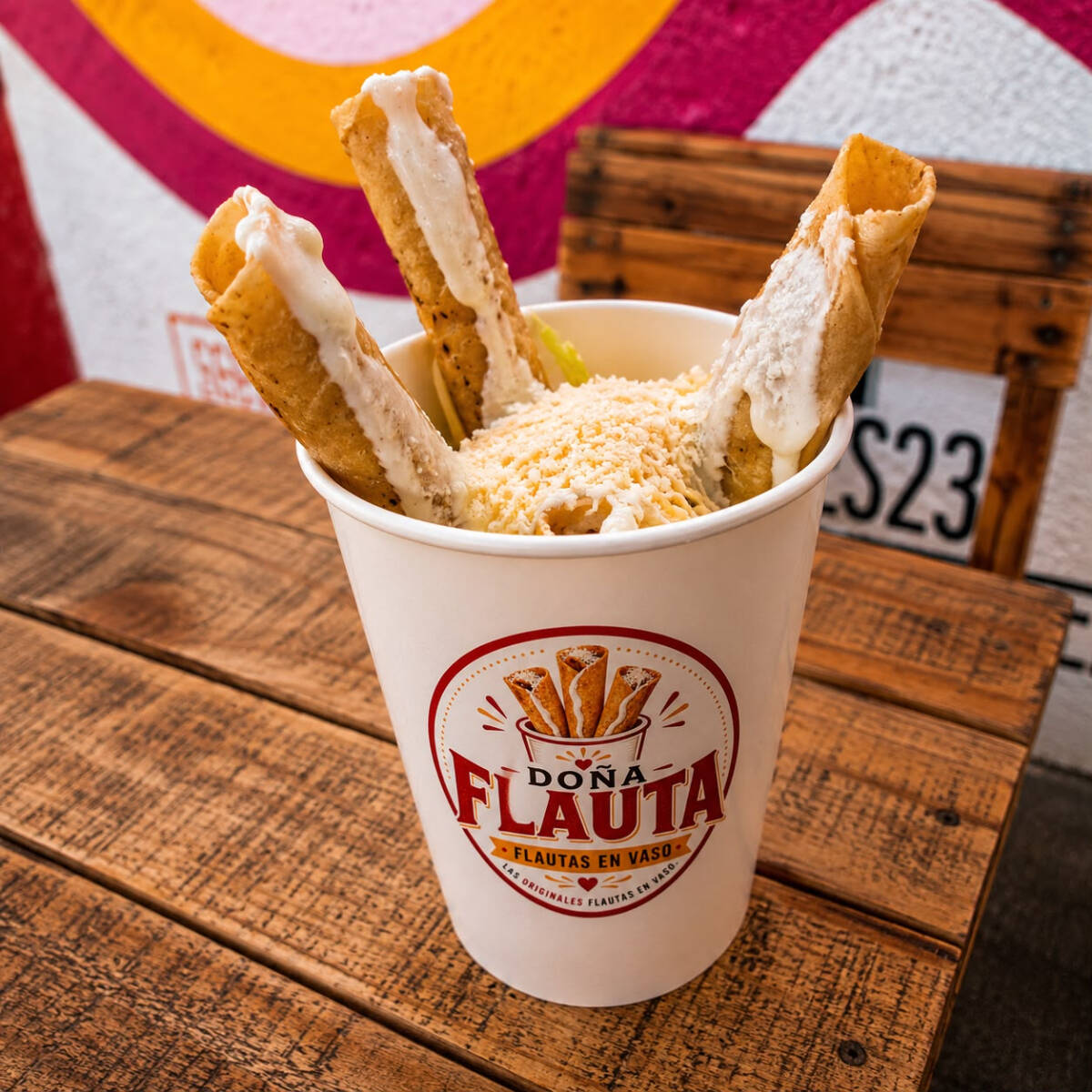 Vaso con 3 Flautas de Pollo