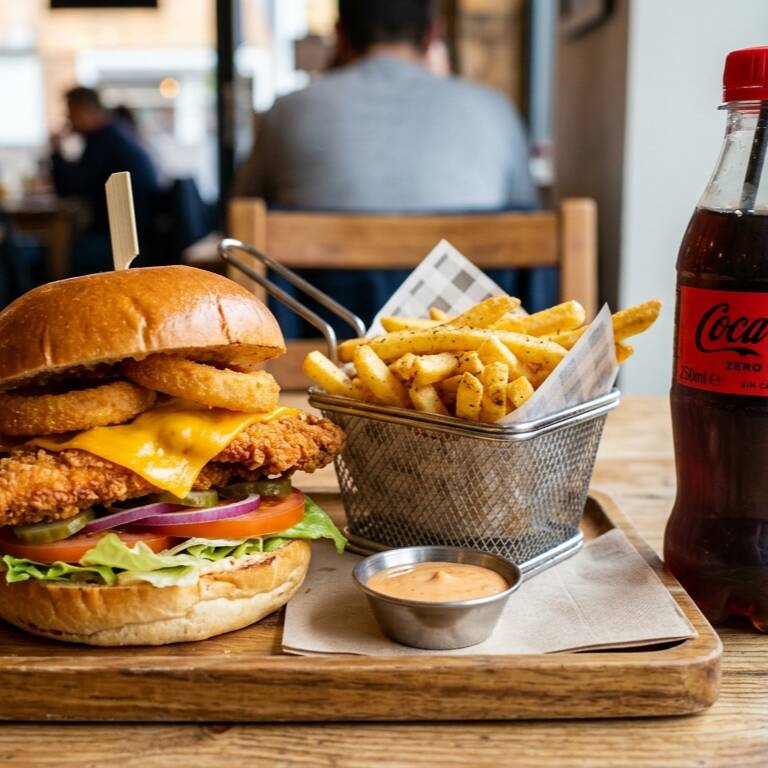 Combo Chicken Burger Aros de Cebolla
