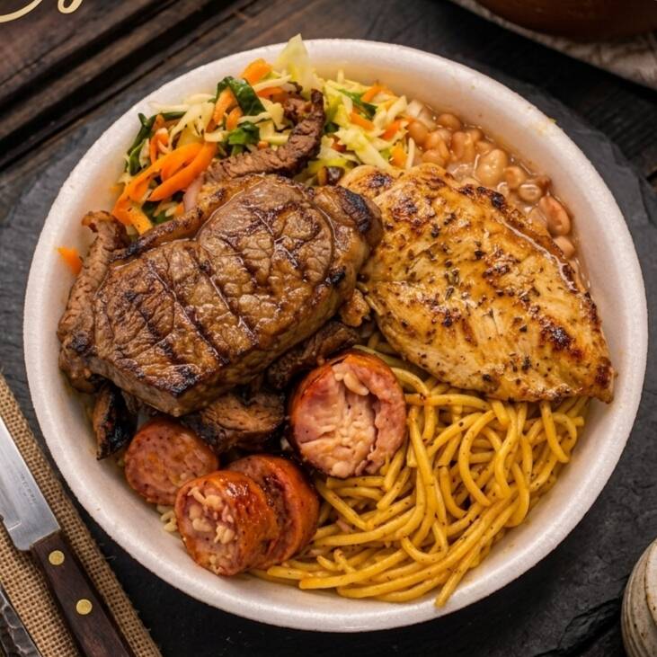 Deliciosa comida caseira, todos insumos frescos e preparados na hora , acompanha ARROZ BRANCO SOLTINHO, FEIJÃO DE CALDO CREMOSO , MACARRÃO ESPAGUETE BEM TEMPERADO, LEGUMES OU SALADA E AS CARNES .