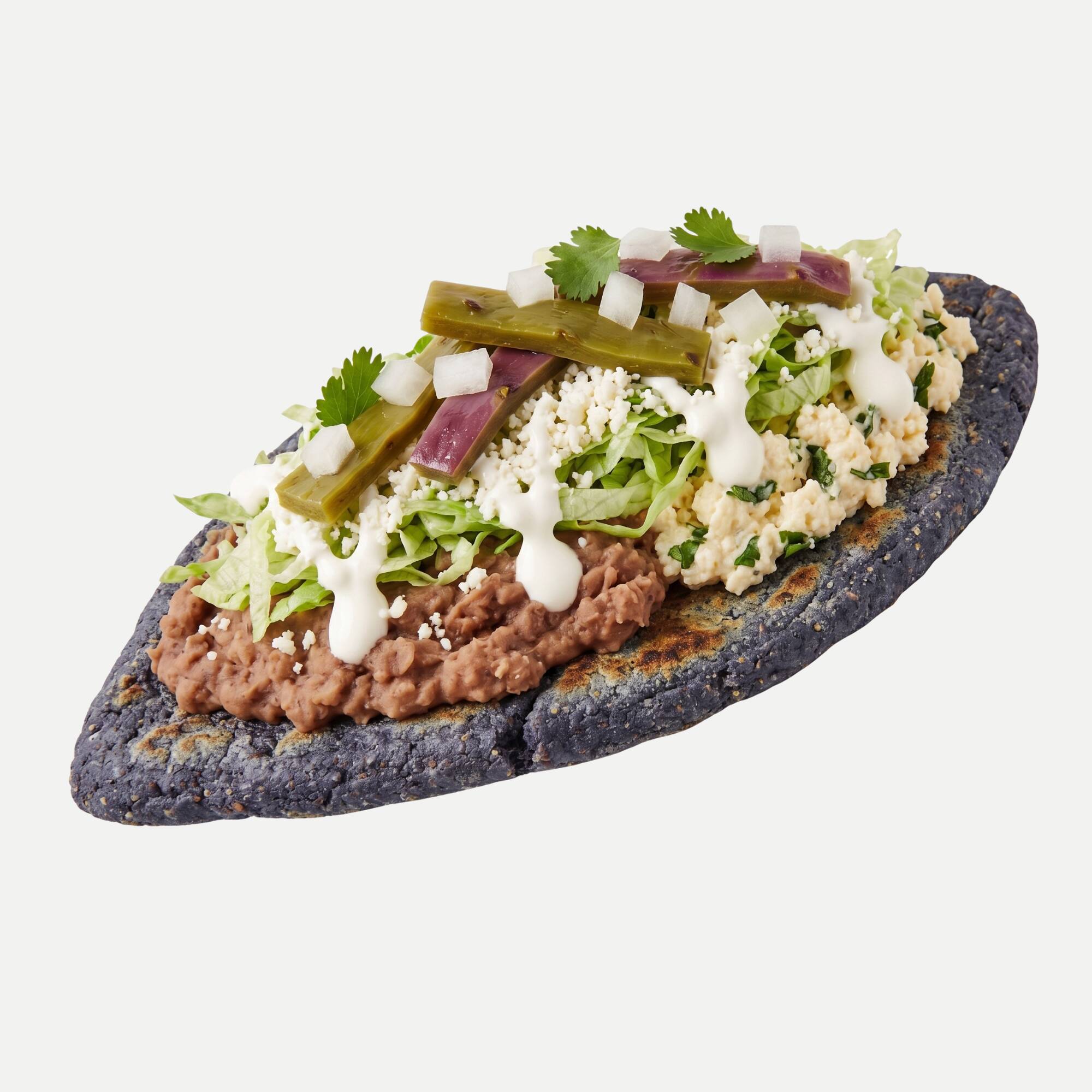 Tlacoyo de Masa Azul Con Nopales