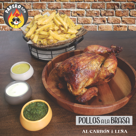 1 Pollo + Papas + Cremas