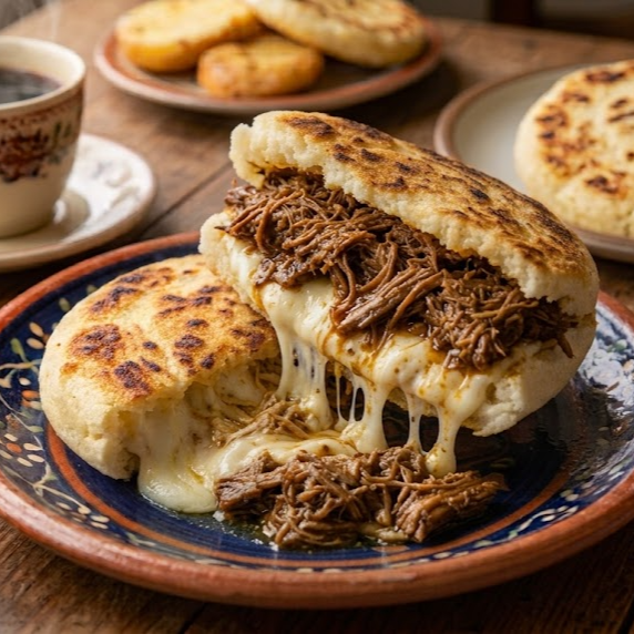 Arepa con Carne y Queso
