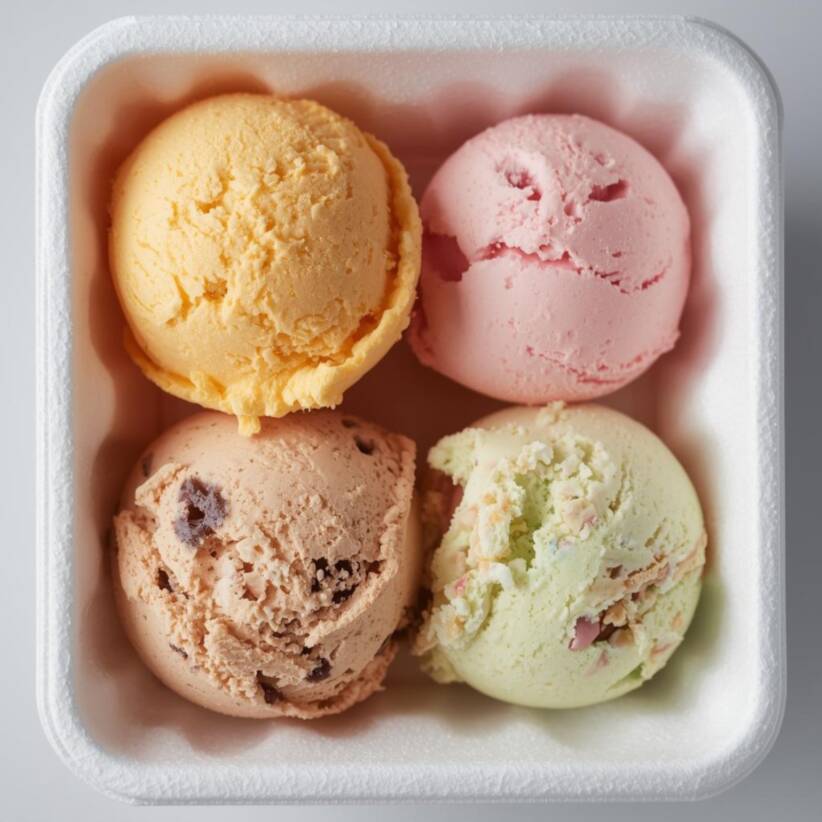 Saborosa caixa contendo quatro generosas bolas de sorvete, cuidadosamente acondicionadas em um recipiente de isopor para manter a temperatura ideal. O pacote é complementado com duas irresistíveis casquinhas de biscoito, apresentando uma textura crocante que traz o equilíbrio perfeito para a cremosidade do sorvete. Uma escolha perfeita para saborear uma sobremesa refrescante e deliciosa!