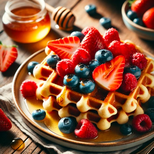 Waffle Tradicionales Frutos Rojos y Miel