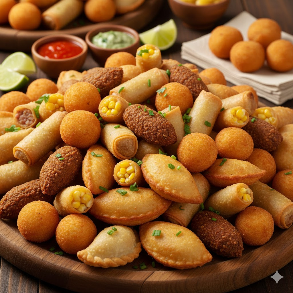 Desfrute de uma seleção incrível de 90 salgadinhos, fritos na hora e preparados com maestria. Esta opção é perfeita para transformar sua festinha em um verdadeiro festival de sabores. Cada mordida entregará uma explosão de sabor inesquecível, tornando seu evento ainda mais especial. Escolha seus favoritos e deixe o restante conosco. Seja para uma reunião familiar ou uma noite com amigos, nossos salgadinhos fritos na hora são a escolha perfeita para uma experiência gastronômica memorável.
