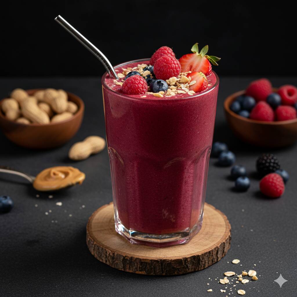 Smoothie Frutos Rojos Avena Y Almendras