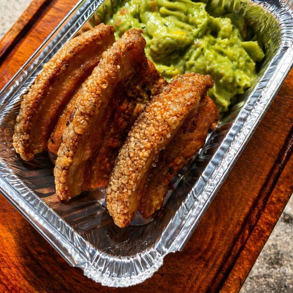 Pra Quem Sabe Escolher Chicharrón crocante de verdade + guacamole fresco Sem erro. Sem arrependimento. Só pedir