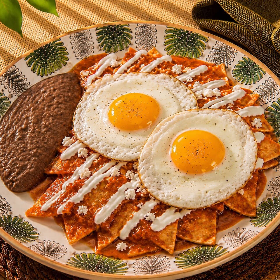 Chilaquiles con 2 huevos