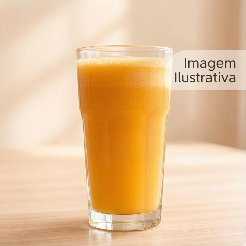 Delicioso suco de maracujá combinado com laranja, ideal para refrescar seu dia.