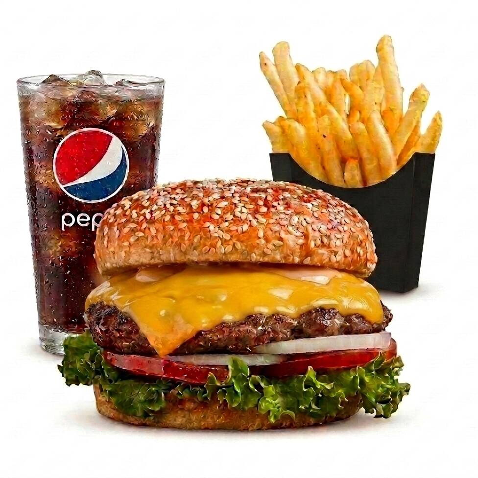 hamburguesa + papas + refresco