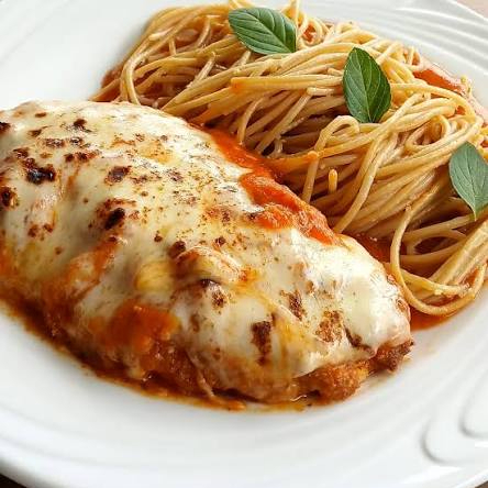 Nosso prato estrela, a 'Parmegiana de Frango', é uma requintada sinfonia de sabores. Começa com um suculento file de peito de frango, cuidadosamente empanado para garantir a maciez e o sabor inconfundível. Por cima, uma generosa camada de queijo mozarela derretido, coberto com nosso exclusivo molho de tomate especial, cozido lentamente para intensificar o sabor, e finalizado com uma pitada de queijo ralado. Para acompanhar, servimos um macarrão al dente coberto com nosso adorável molho de tomate caseiro e batatas fritas crocantes, douradas à perfeição. Uma verdadeira delícia que promete agradar até os paladares mais exigentes.