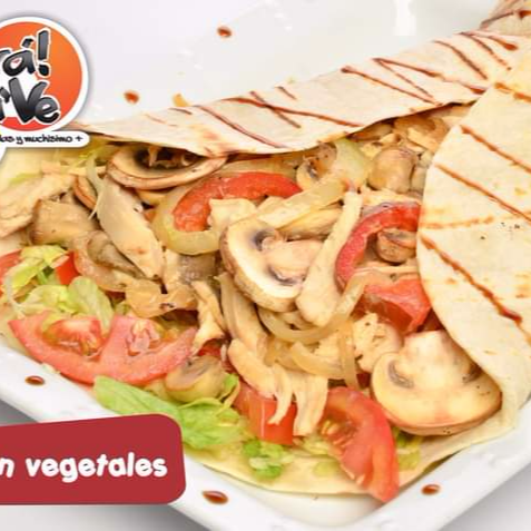 Burrito Pollo con Vegetales obs bebida y postre