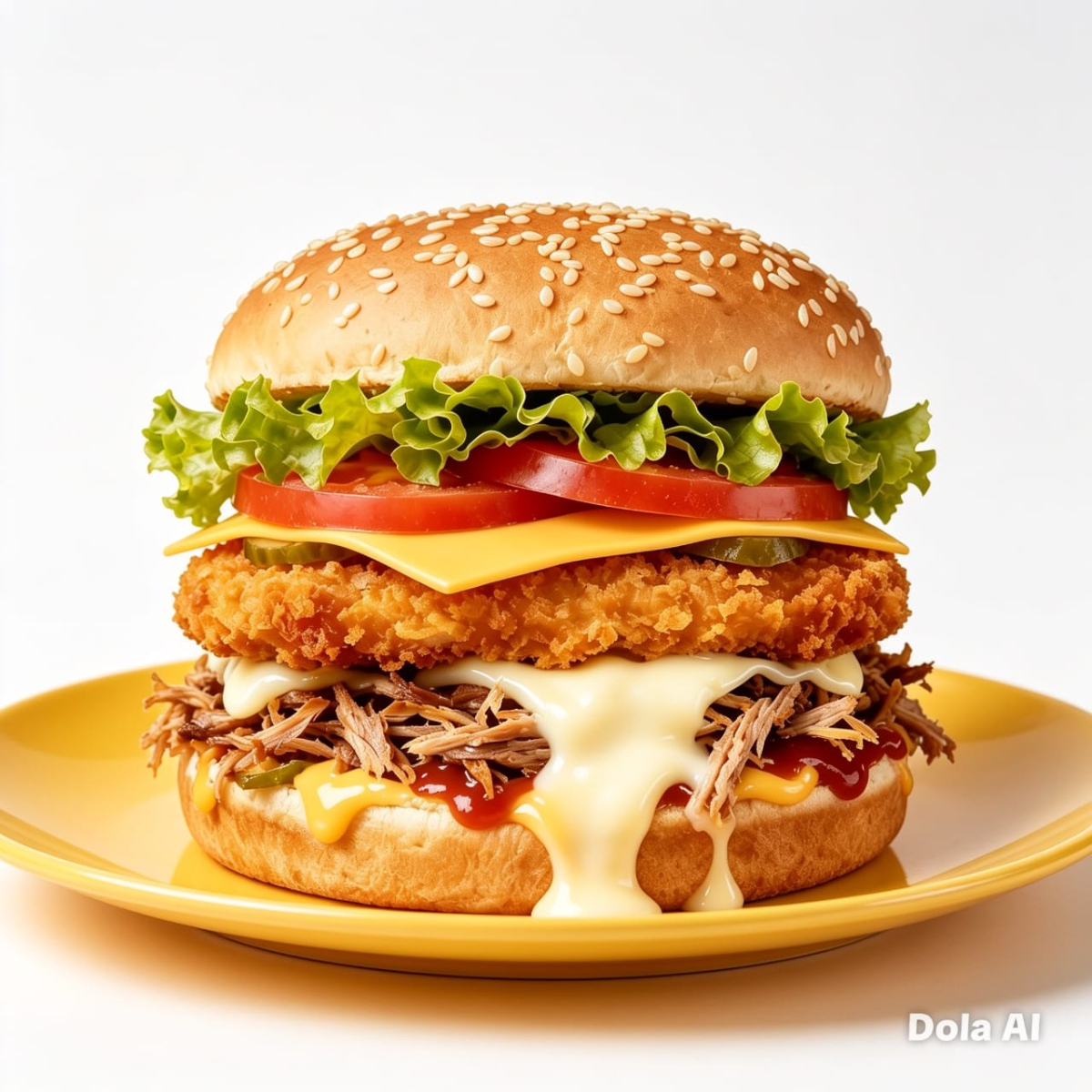 Hamburguesa de Pollo y Carne Mechada
