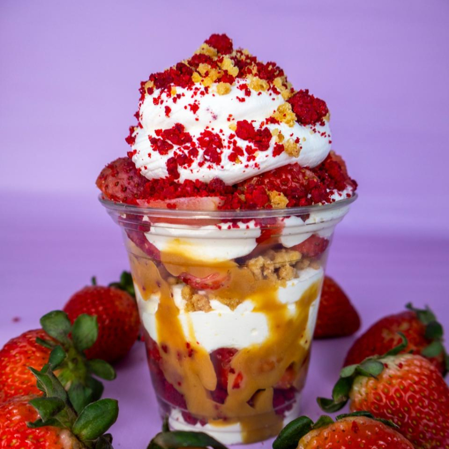 Fresas con crema de la casa crunch