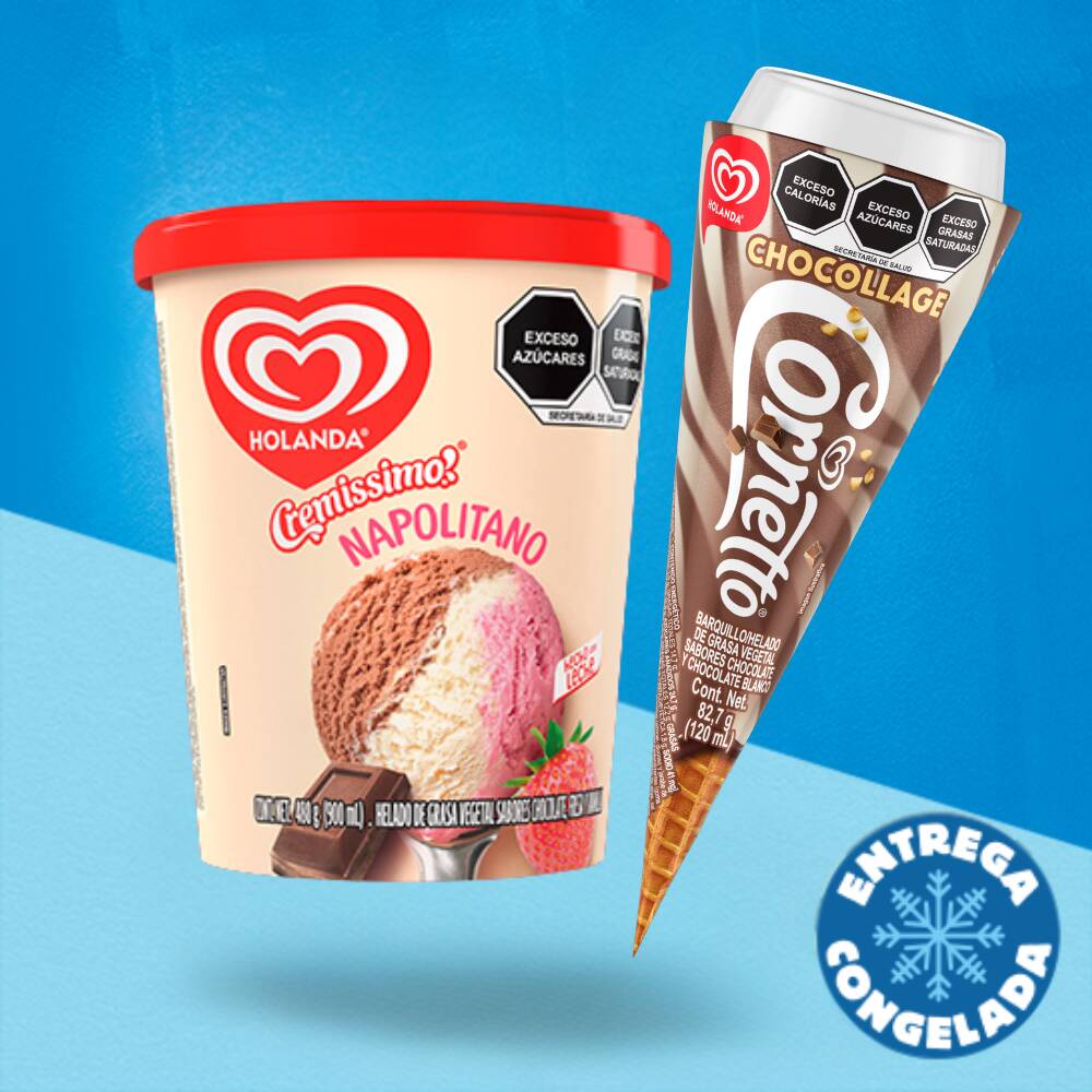 Helado Napolitano 900ml + 1 Cornetto Chocollage
