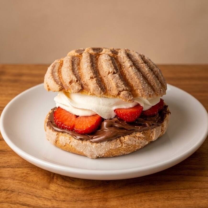 Conchita Rellena de Nutella, Fresas y Crema Batida