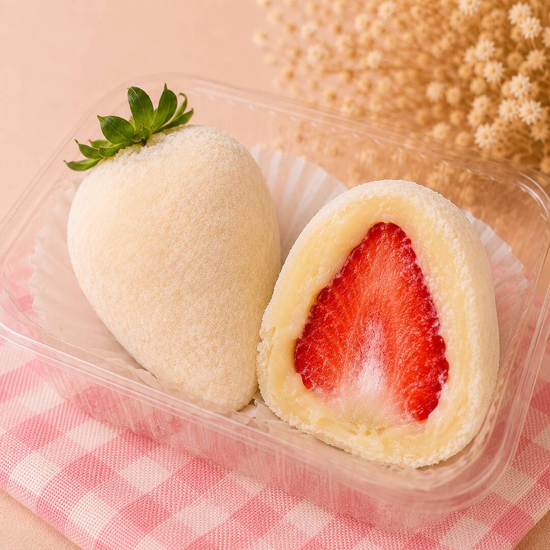 Morango com Brigadeiro de Ninho, também conhecido como Coxinha de Ninho com Morango. Feito com morango fresco e selecionado, envolvido por uma generosa camada de brigadeiro cremoso de Ninho e finalizado com leite em pó. Produzido artesanalmente no dia para garantir qualidade e muito sabor.