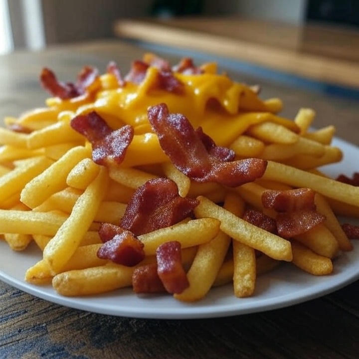 Papas a la Francesa con Queso y Tocino