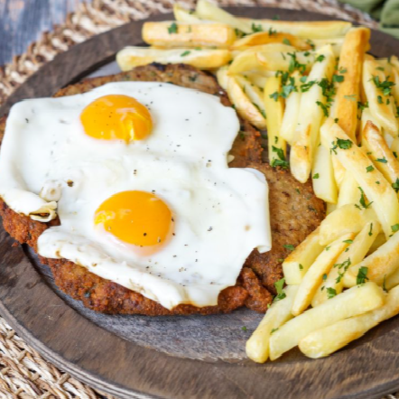 MILANESA DE RES A CABALLO
