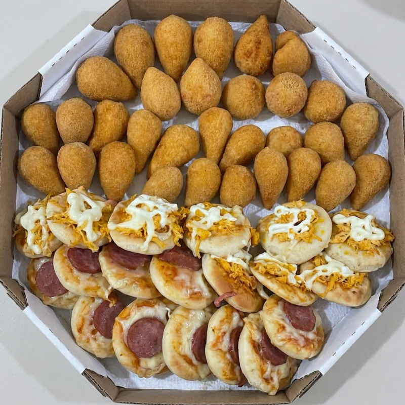 30 salgados 20 mini pizza