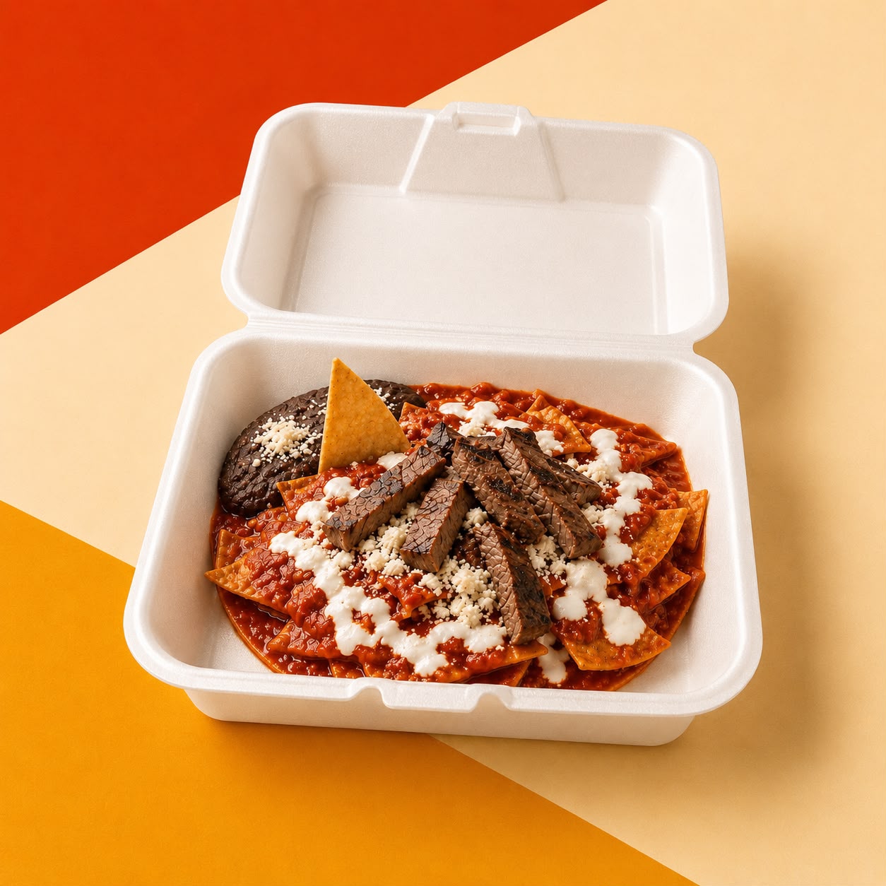 Chilaquiles con carne asada