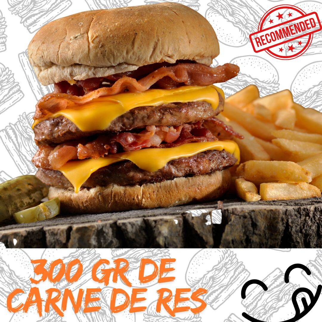 Hamburguesa Doble Carne de Res Premium y Papas Fra