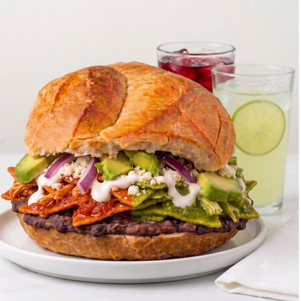 Torta de Chilaquiles + Agua de Sabor GRATIS