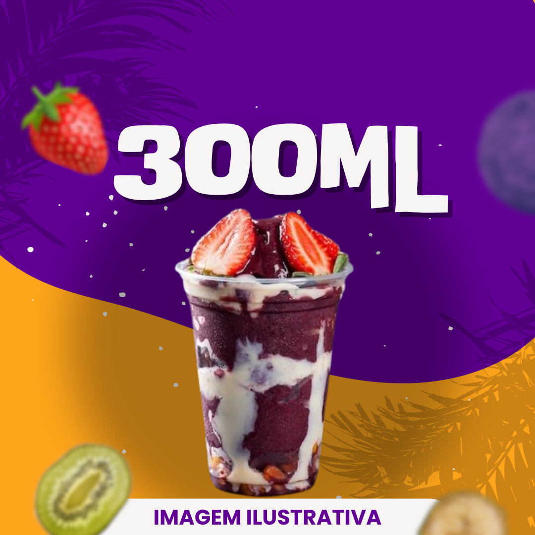 Desfrute de um Açaí delicioso e de textura sem igual! Feito com todo cuidado para você. Todos os ingredientes selecionados por você irão dentro do copo, não enviamos separados. São até 3 ingredientes grátis.