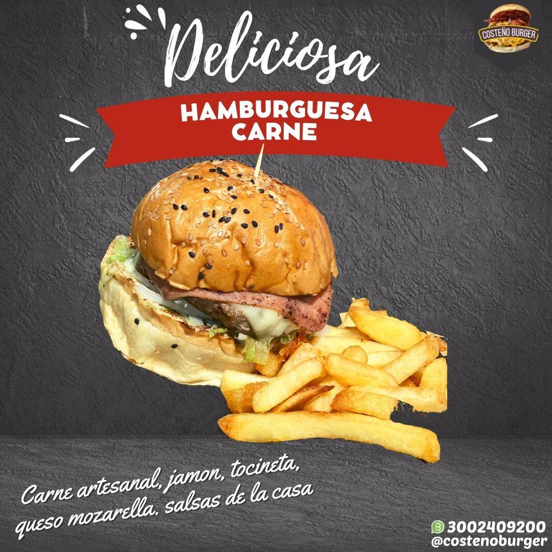 BURGER CARNE + PAPAS FRANCESAS