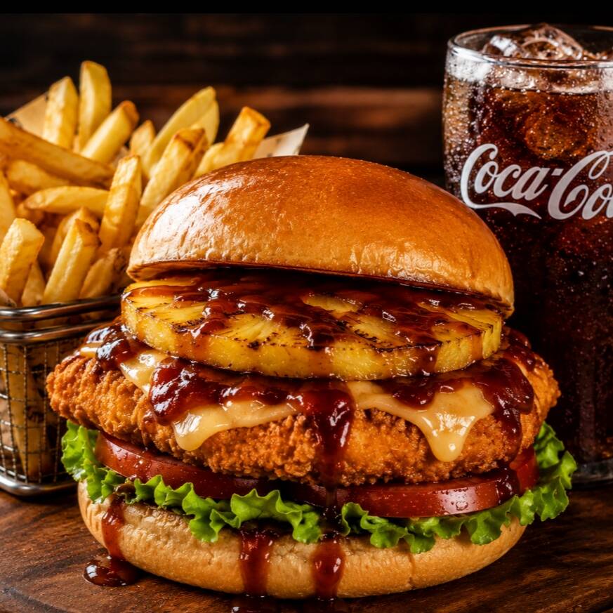 Hamburguesa hawaiana de pechuga