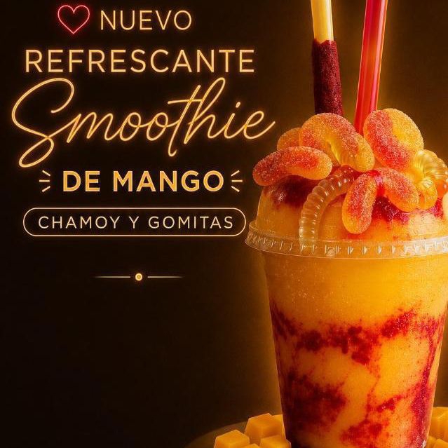 Smoothie De Mango Natural con Gomitas y Chamoy