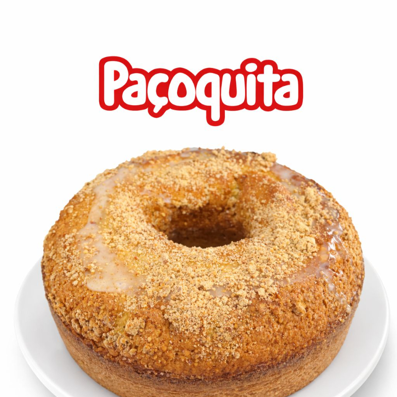 Bolo de Pacoquita, com a massa de creme de leite, adicionado pacoquita dentro da massa, não usamos conservantes, fabricação diária. Serve de 10 a 12 fatias.