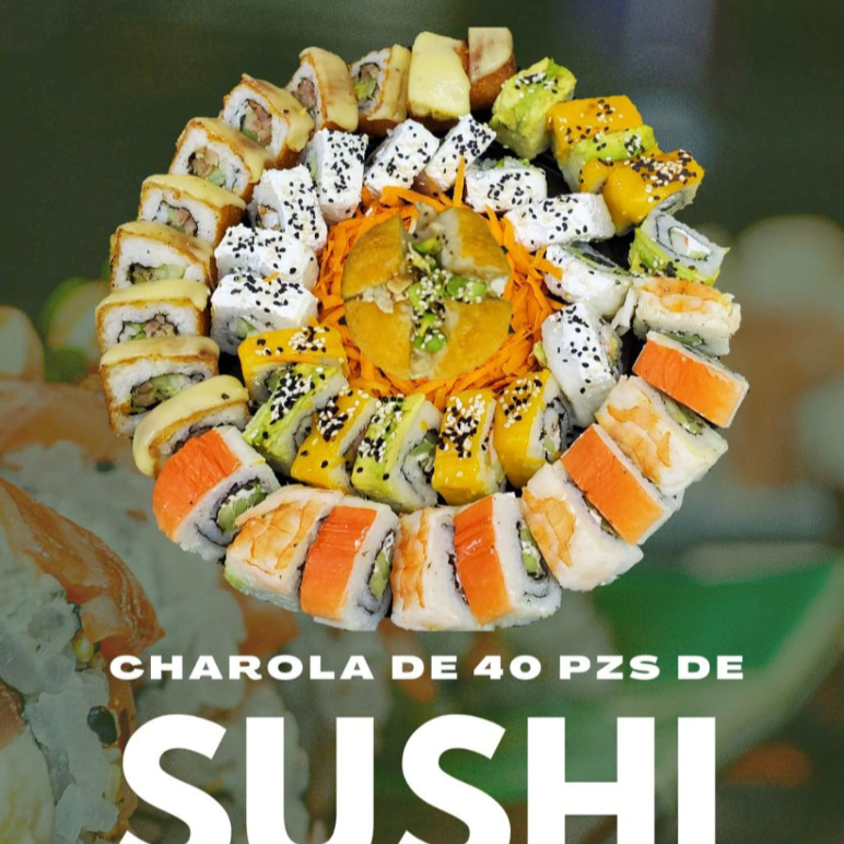 Charola 40pzs de sushi mas 1 sushi ball