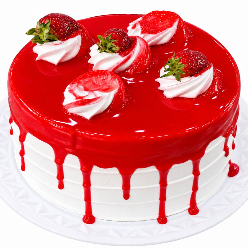 Bolo com 2 camadas de recheios com massa branca artesanal recheado com creme belga e uma deliciosa polpa de morango, cobertura de chantilly.