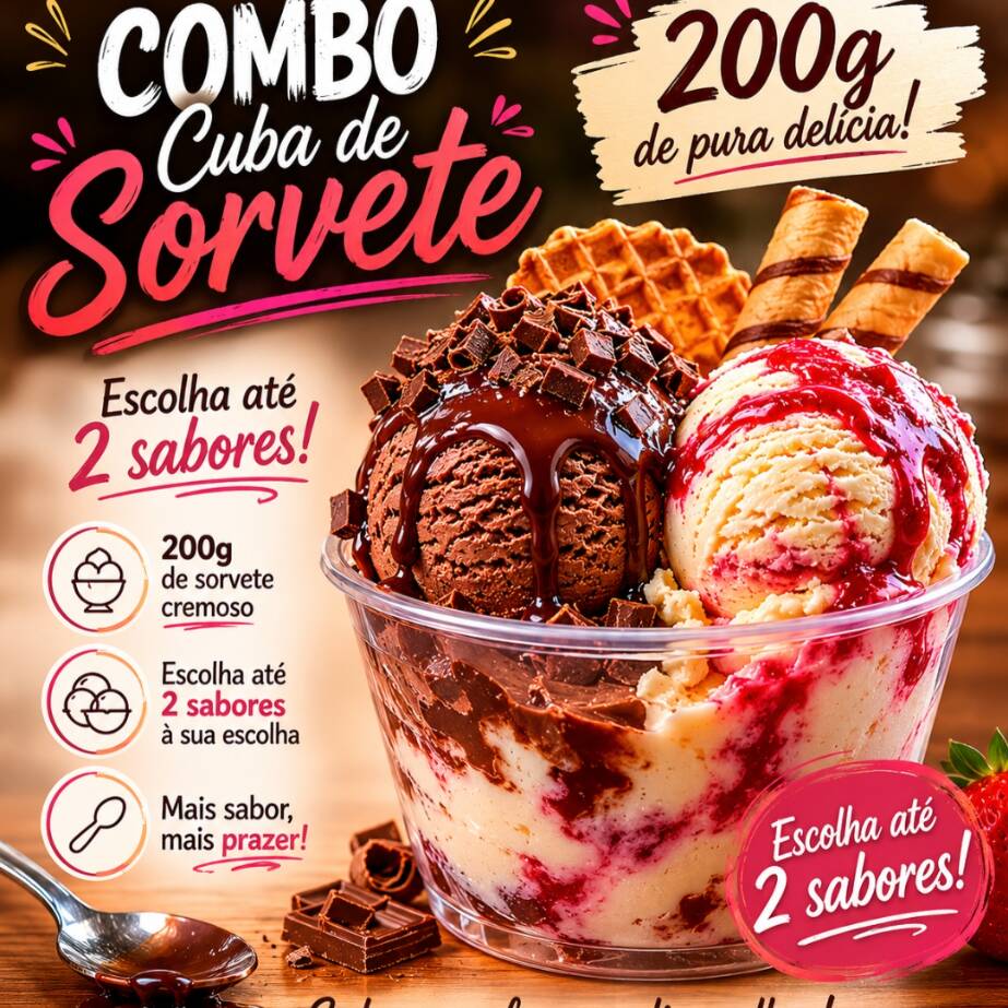 Cuba com 2 bolas de sorvete